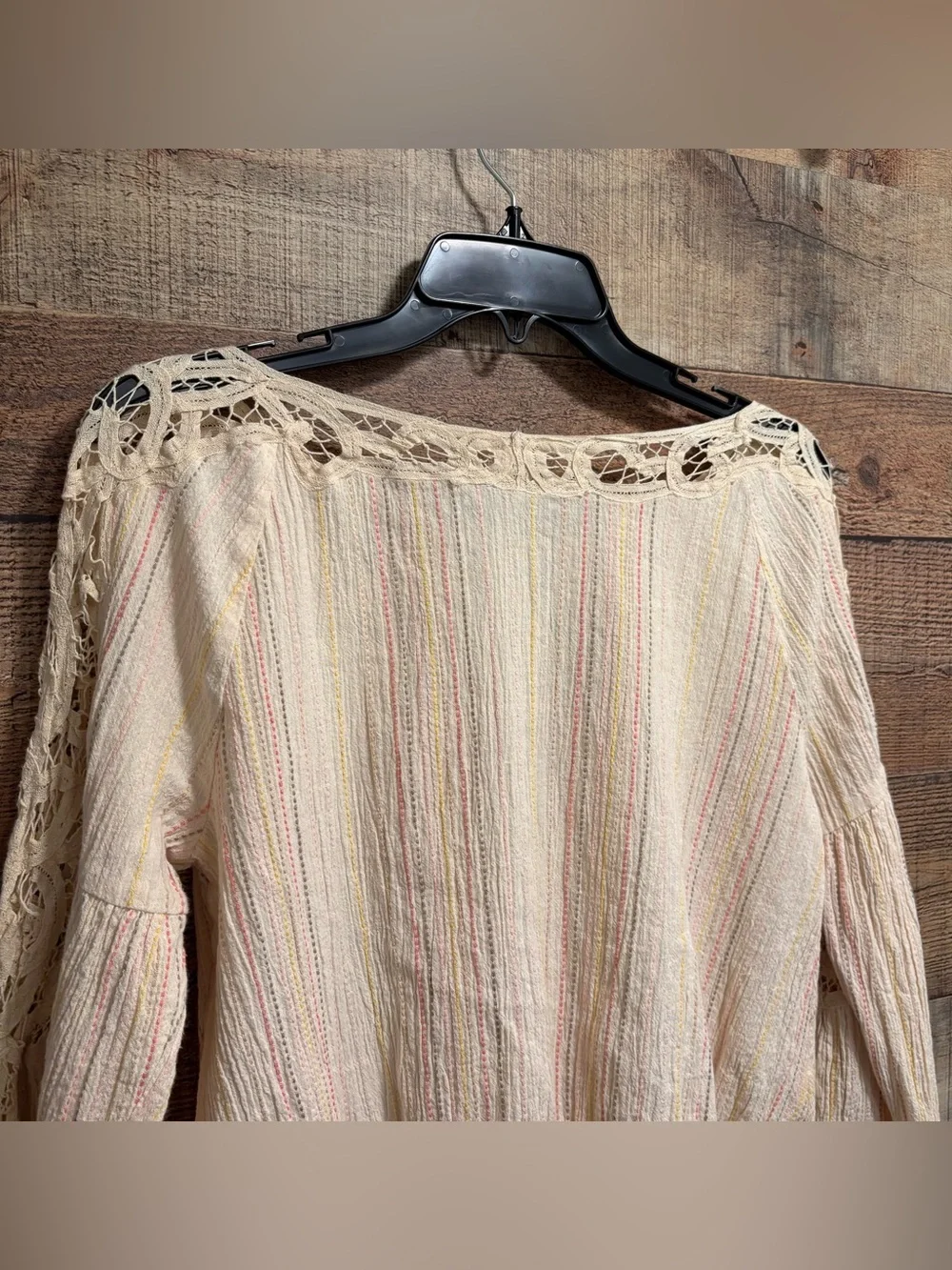 Free People Floating Memories Blouse Women’s Size Medium Retro Stripe W035